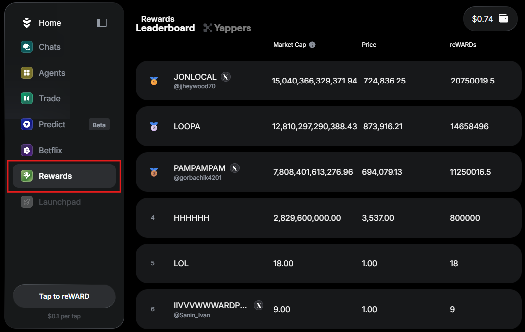 View the reWARD leaderboard in Warden