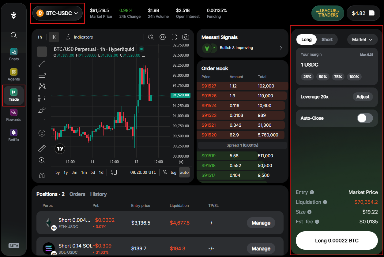 Create an order in Warden